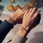 ست دستبند مورس نقره و حدید روی دست دختر و پسر، مناسب هدیه ولنتاین