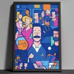 تابلو هنری شخصیت‌های سریال Ted Lasso در سبک گرافیکی رنگارنگ
