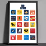تابلو تد لسو با آیکون‌ها و نمادهای معروف سریال Ted Lasso