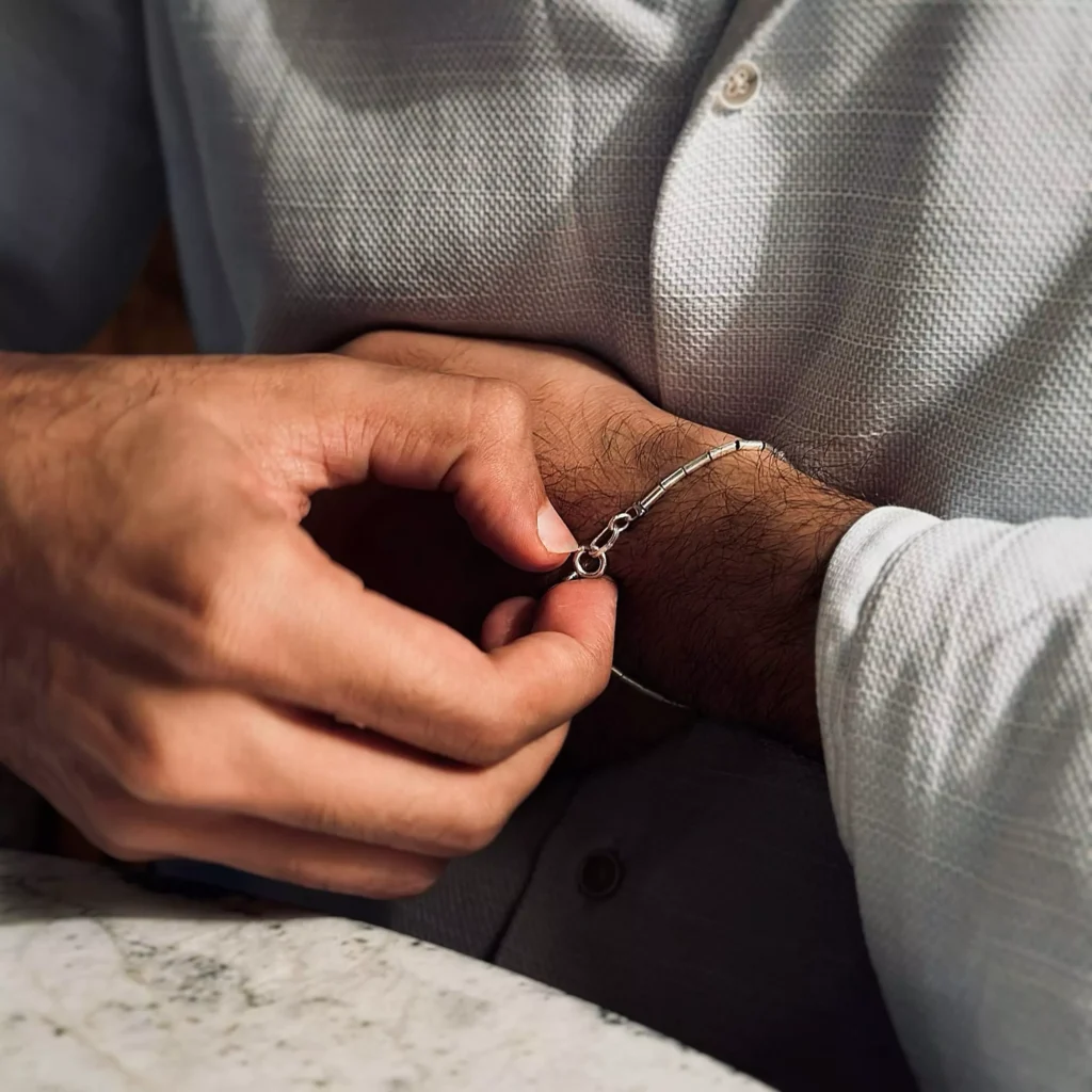Sterling silver bracelet with spring ring clasp