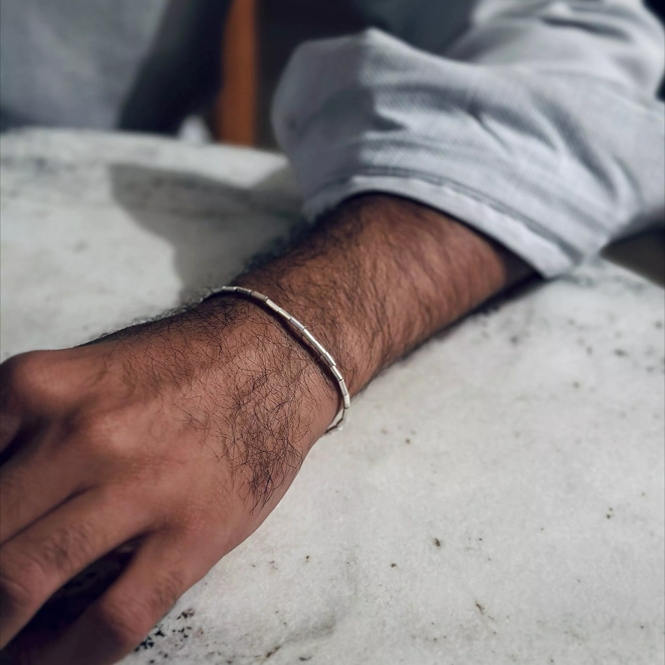 silver-bracelet-men Minimal silver bracelet design for men